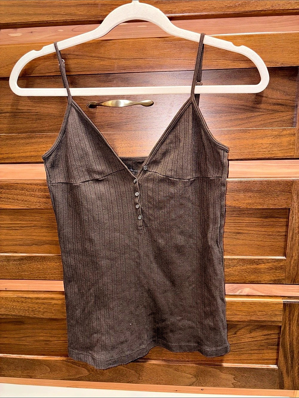 Brandy Melville NWOT Brown Ribbed Button-Front Camisole